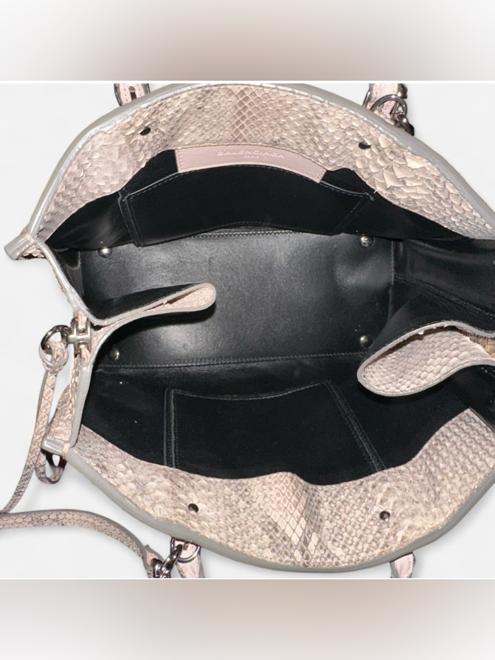 Balenciaga Python Mini Zip Around Tote  in Beige, Pale Pink & Gray Trim - Picture 5 of 8